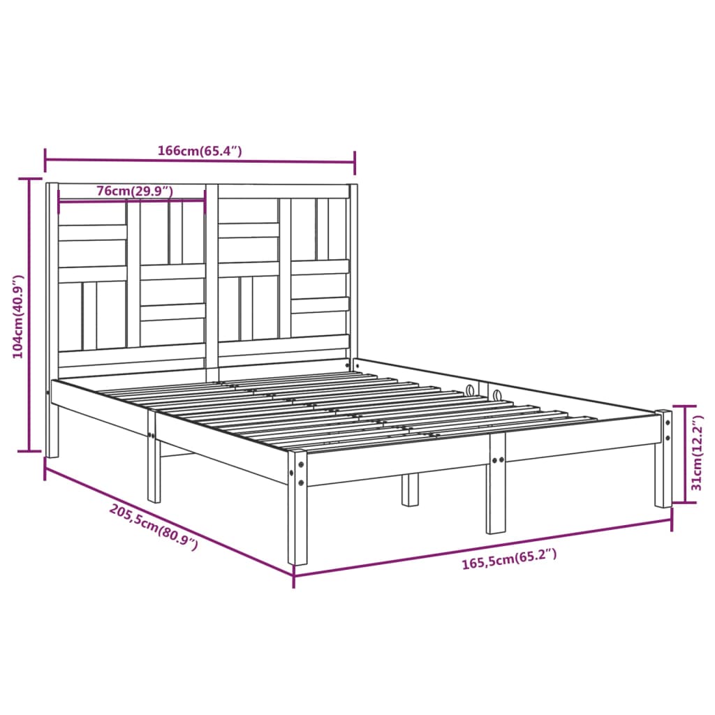 Giroletto senza Materasso in Legno Massello 160x200 cm | homemem39