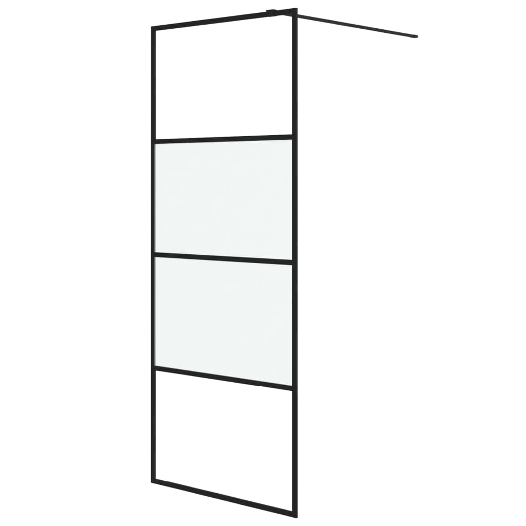 Parete Doccia Walk in Nera 80x195 cm Vetro Semi Smerigliato ESG - homemem39