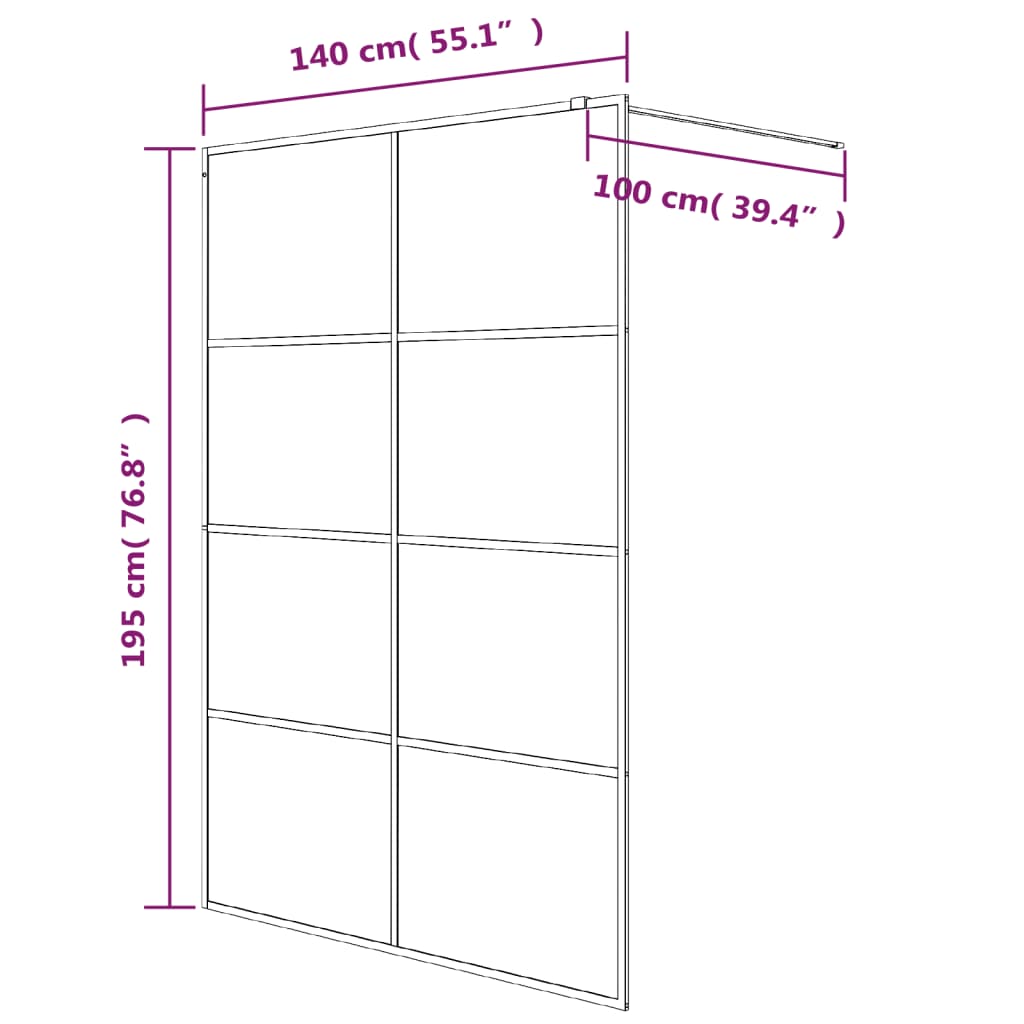 Parete Doccia Walk in Argento 140x195 cm Vetro Trasparente ESG | homemem39