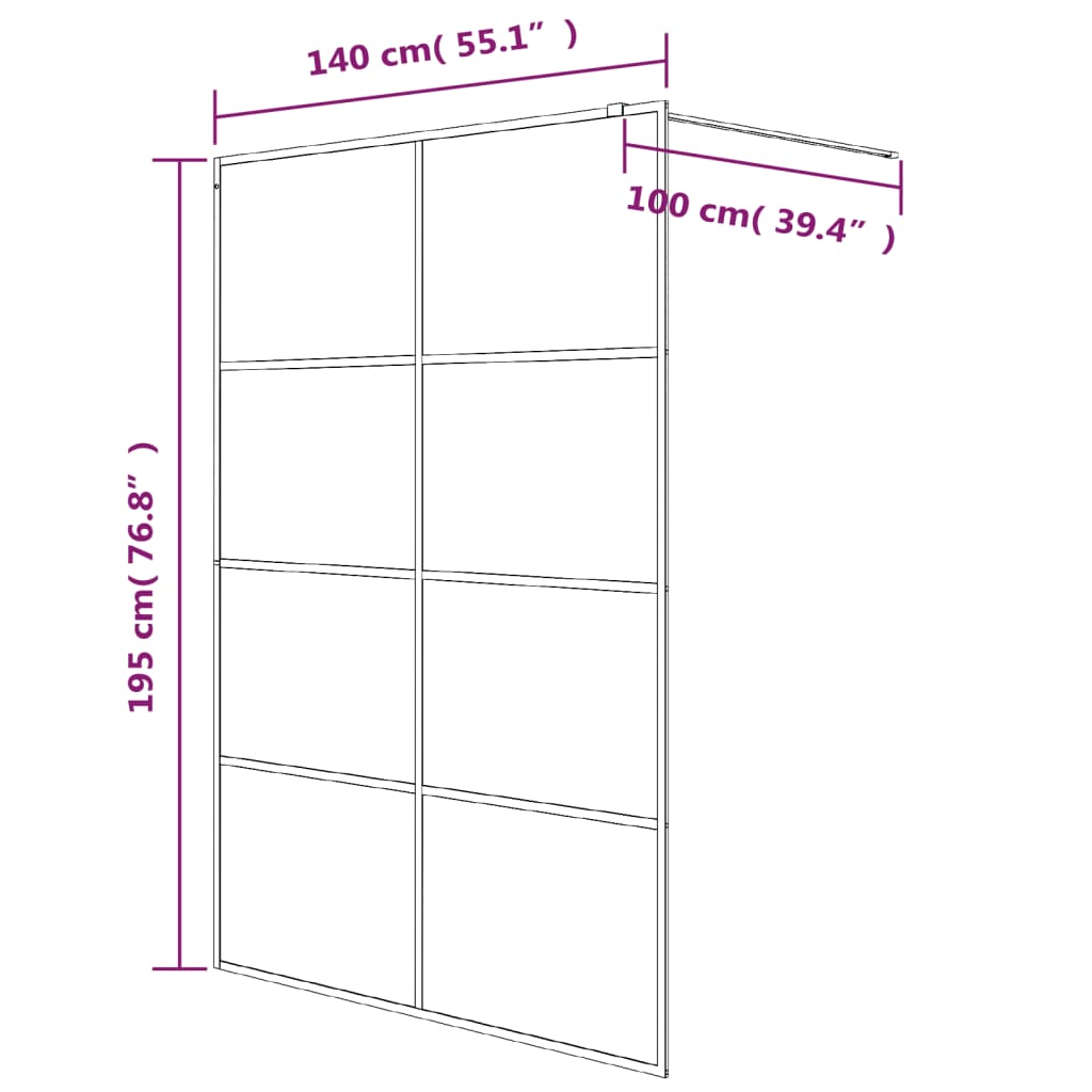 Parete Doccia Walk in Bianca 140x195 cm Vetro Trasparente ESG | homemem39