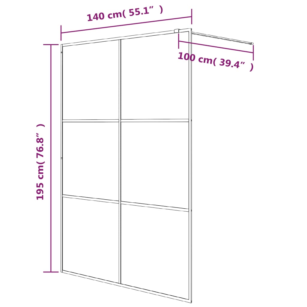 Parete Doccia Walk in Nero 140x195 cm Vetro Trasparente ESG | homemem39