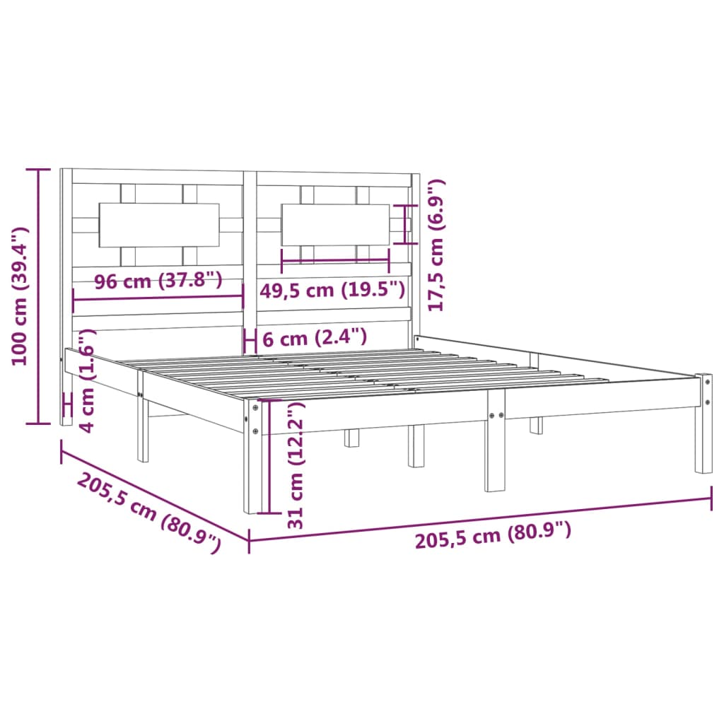 Giroletto Nero in Legno Massello di Pino 200x200 cm | homemem39