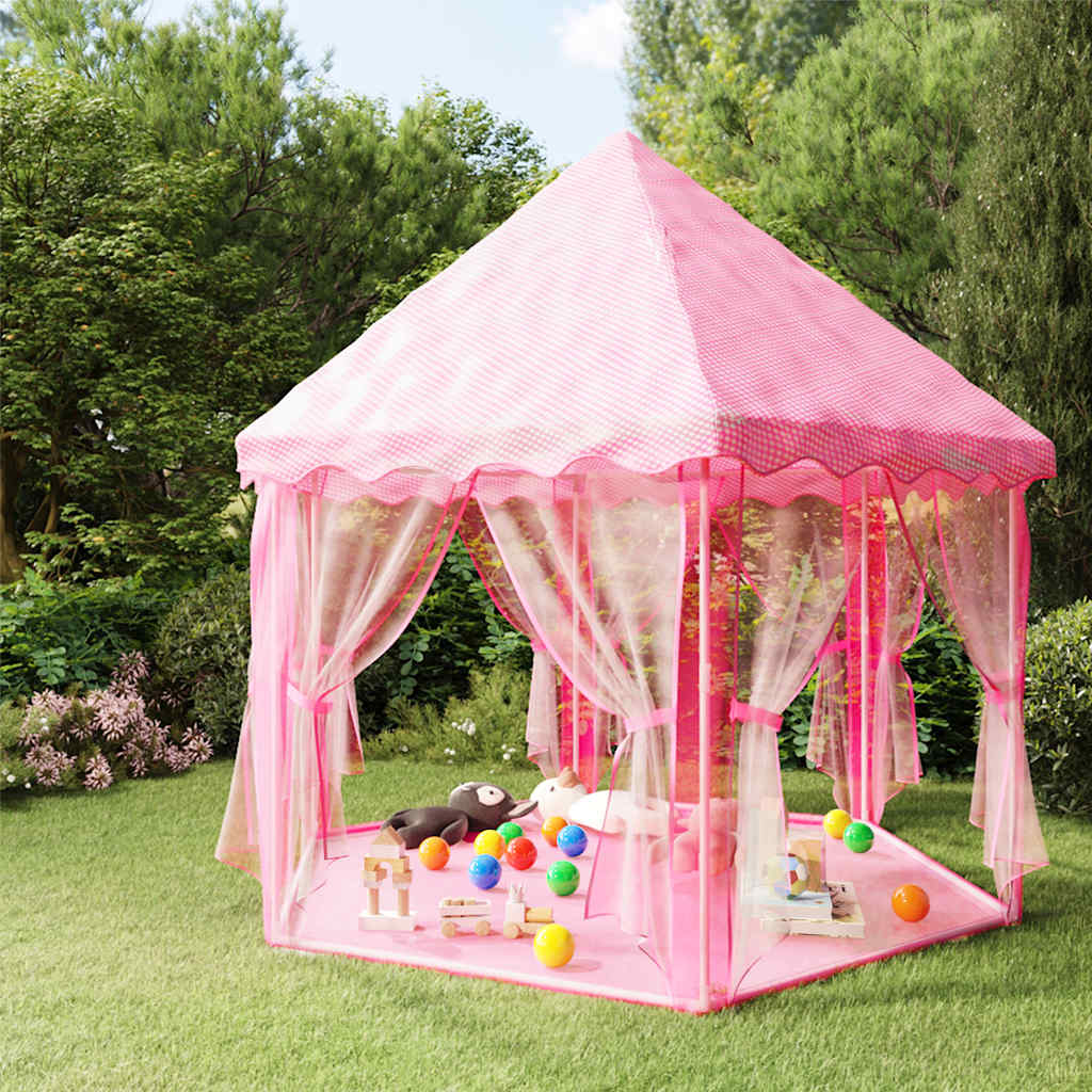Princess Play Tent with 250 Balls 133x140 cm Pink