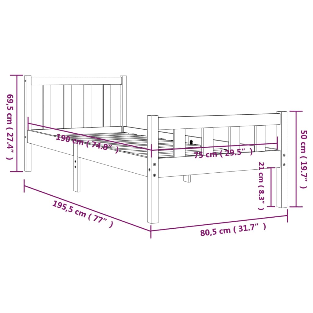 Giroletto in Legno Massello 75x190 cm Small Single | homemem39