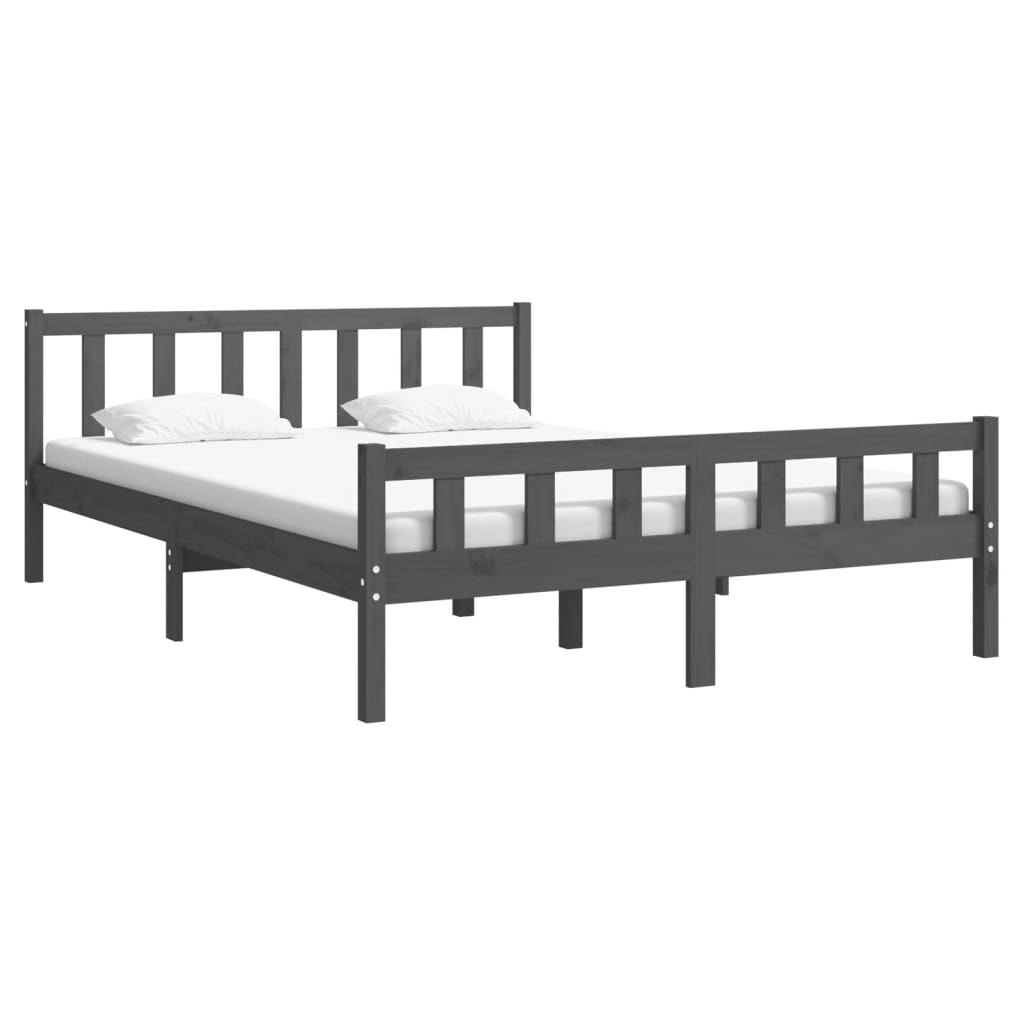 Giroletto Grigio in Legno Massello 150x200 cm King Size - homemem39