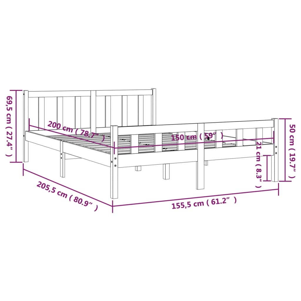 Giroletto senza Materasso Ambra in Legno Massello King Size | homemem39