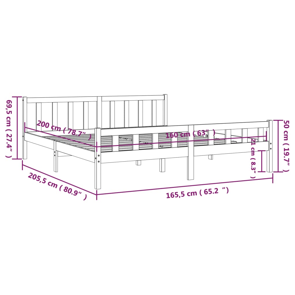 Giroletto senza Materasso in Legno Massello 160x200 cm | homemem39