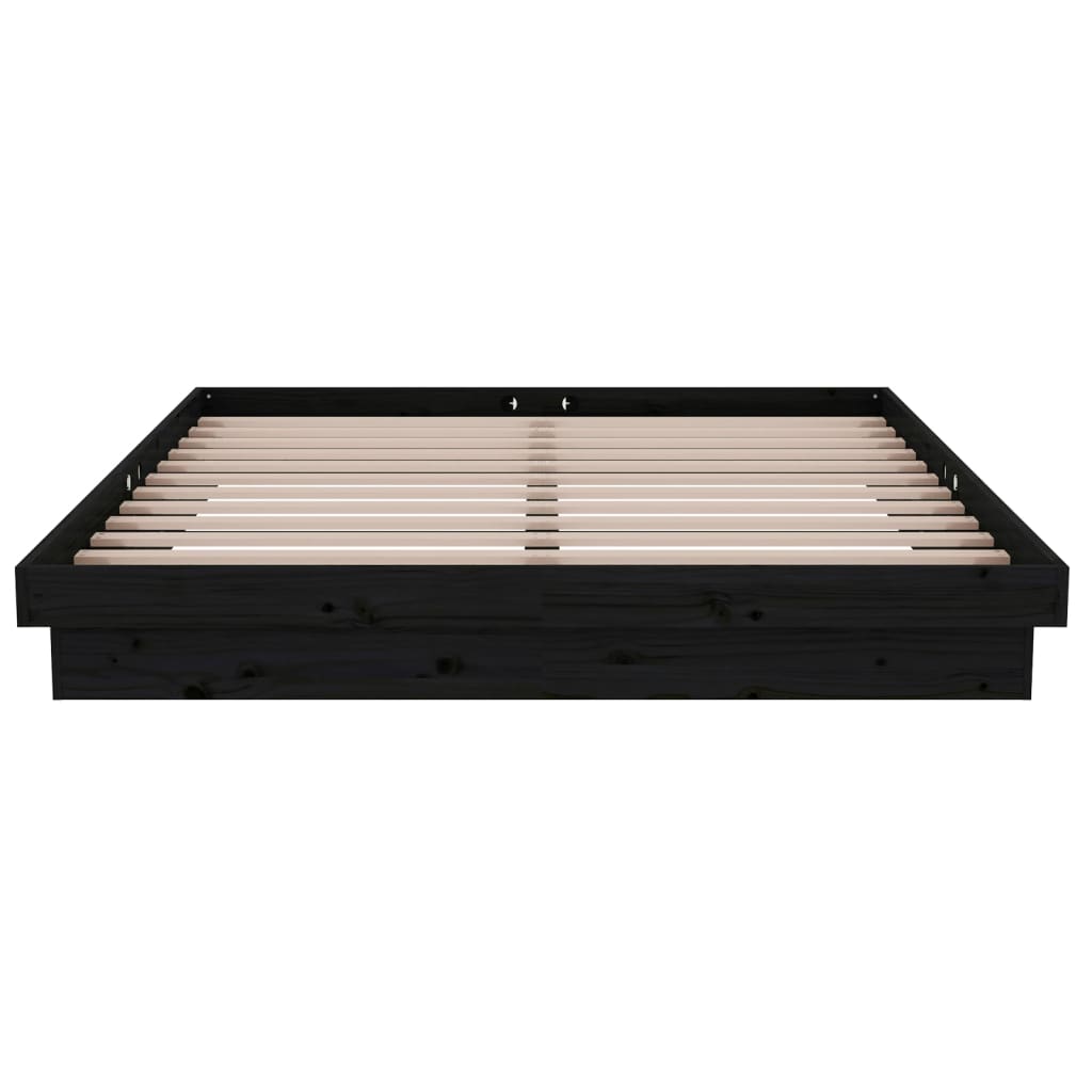Giroletto Nero in Legno Massello 150x200 cm King Size - homemem39