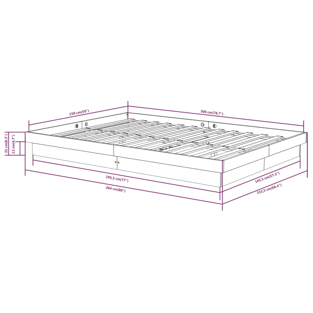 Giroletto Nero in Legno Massello 150x200 cm King Size - homemem39