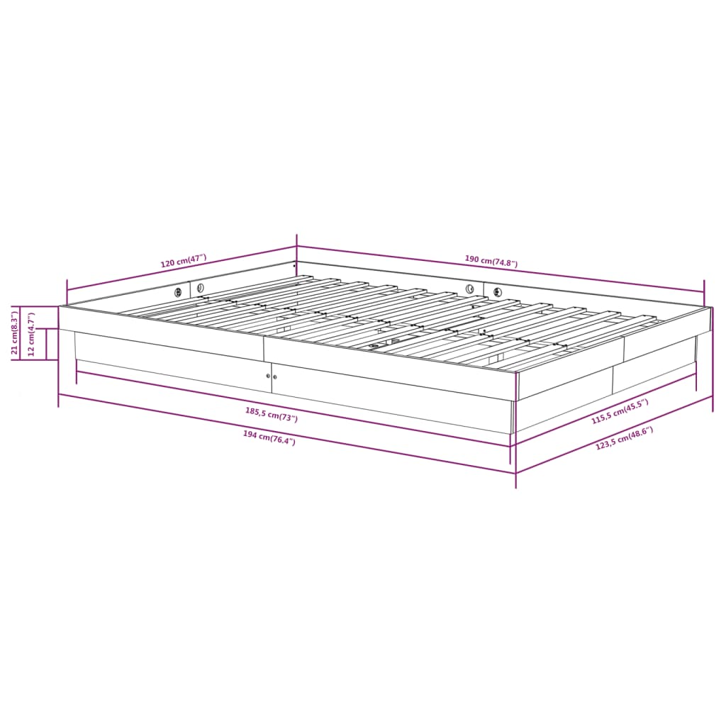 Giroletto Bianco in Legno Massello 120x190 cm Small Double | homemem39