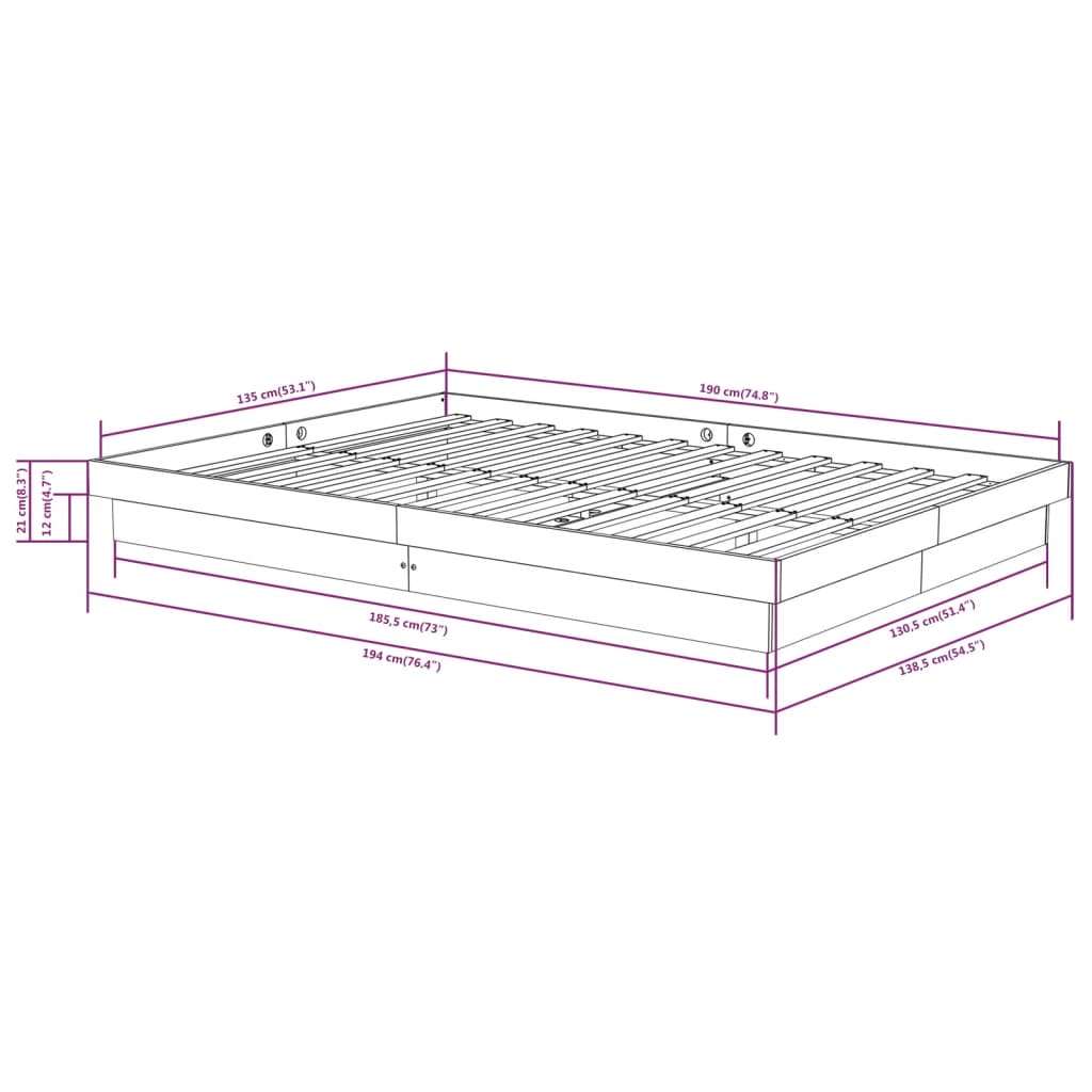 Giroletto Grigio in Legno Massello 135x190 cm Double - homemem39