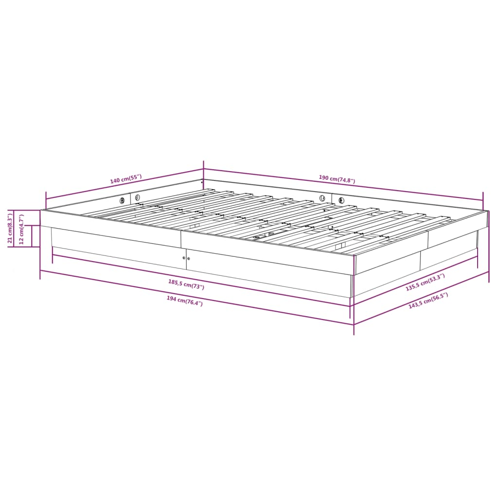 Giroletto Nero in Legno Massello 140x190 cm | homemem39