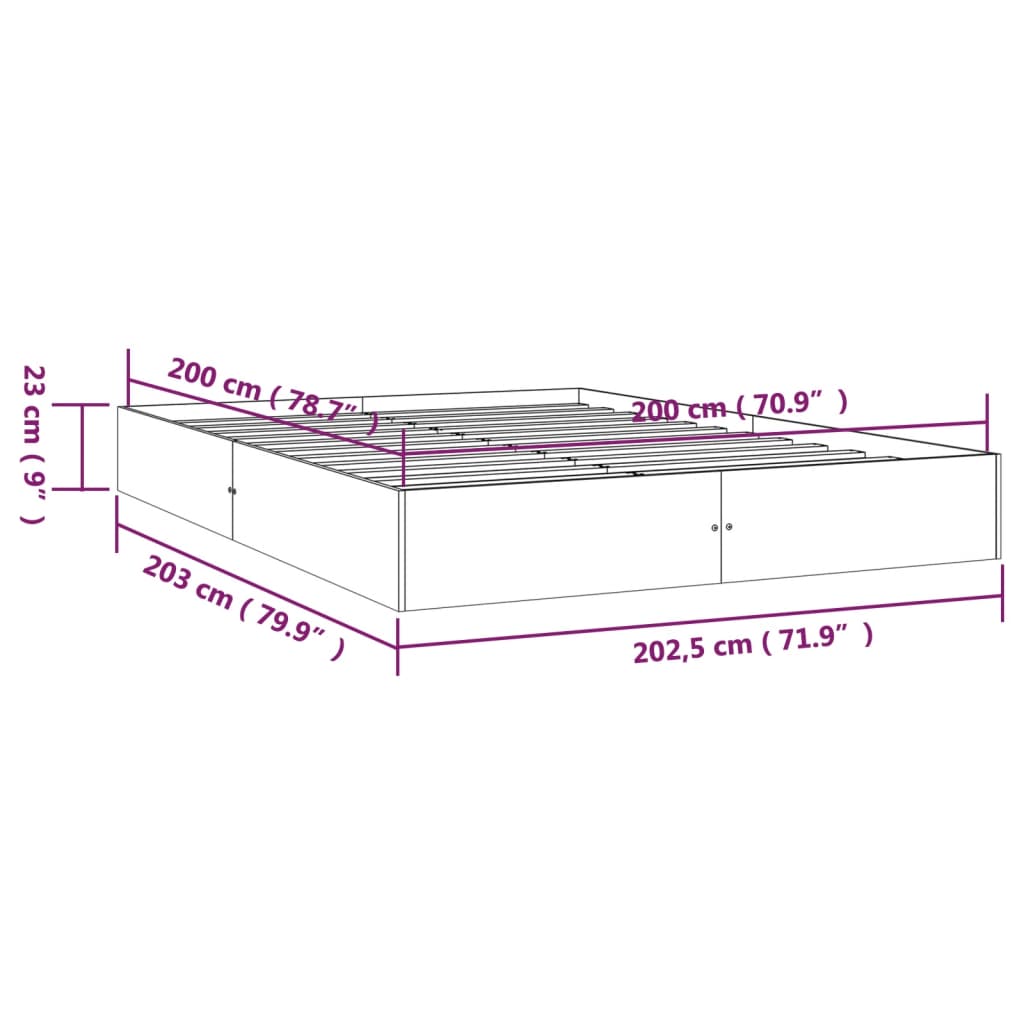 Giroletto senza Materasso in Legno Massello 200x200 cm - homemem39