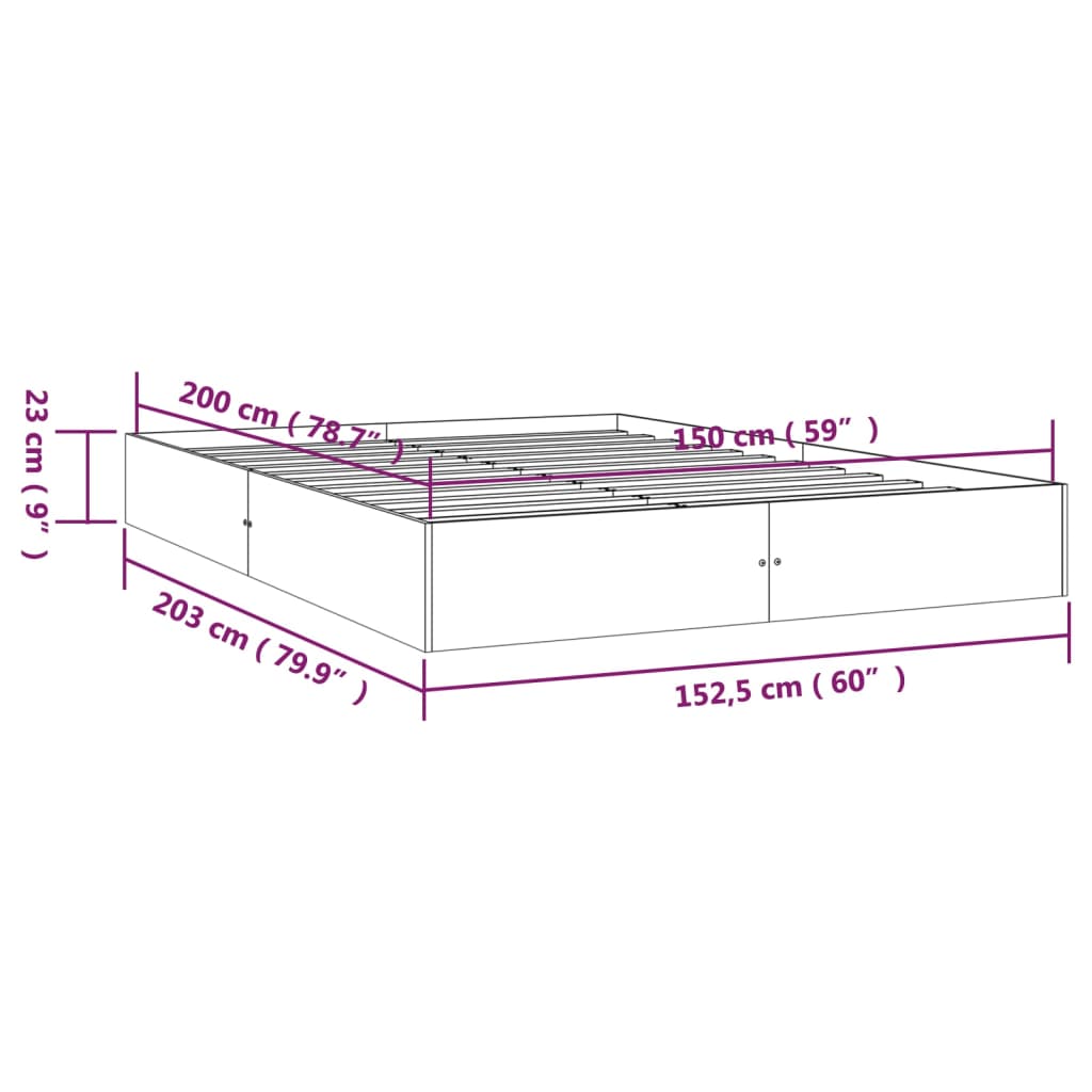 Giroletto Bianco in Legno Massello 150x200 cm King Size | homemem39