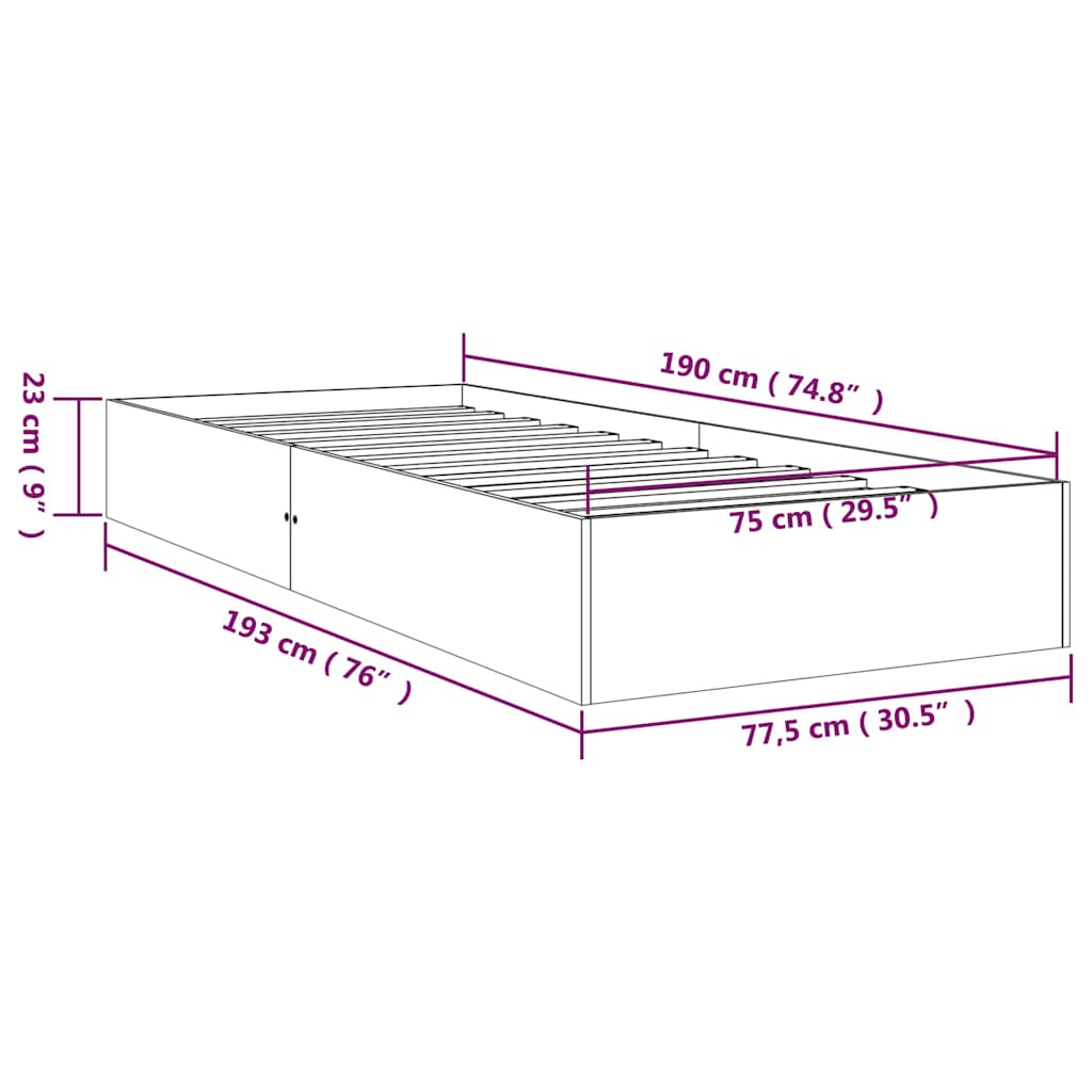 Giroletto Bianco in Legno Massello 75x190 cm Small Single | homemem39