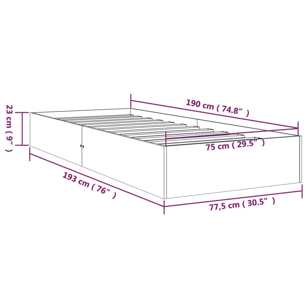 Giroletto Bianco in Legno Massello 75x190 cm Small Single - homemem39