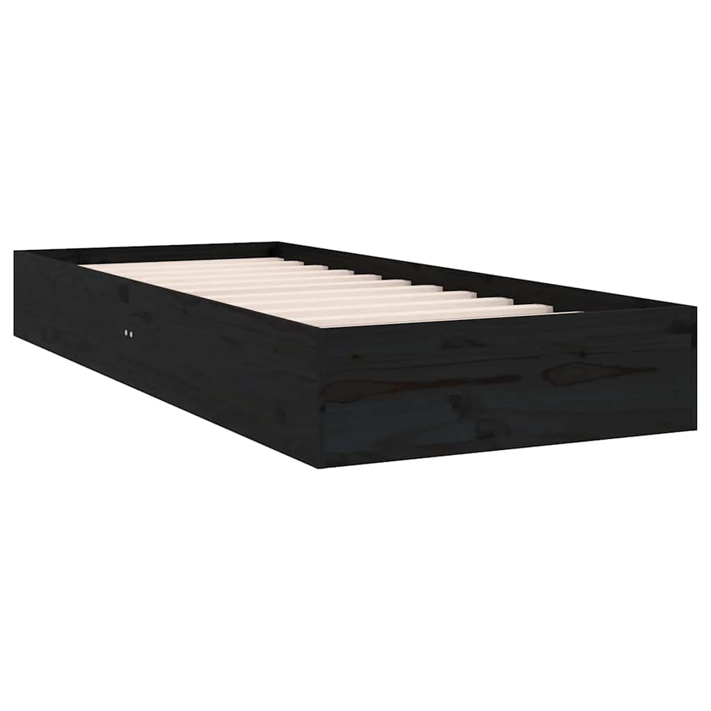 Giroletto in Legno Massello Nero 75x190 cm Small Single - homemem39