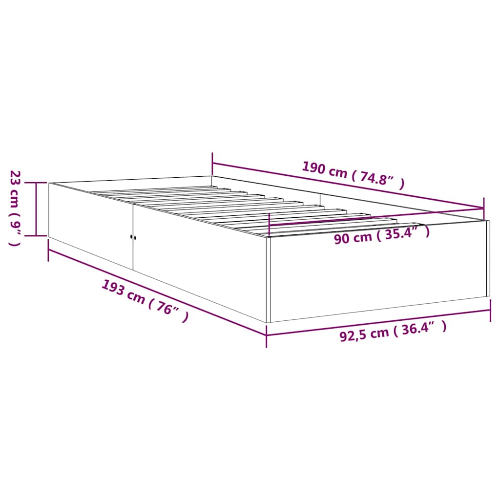 Giroletto in Legno Massello 90x190 cm Single