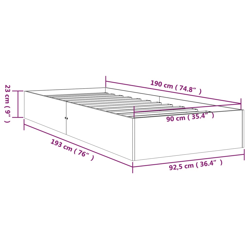 Giroletto Bianco in Legno Massello 90x190 cm Single - homemem39