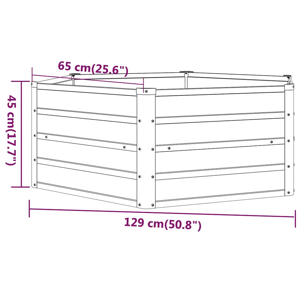 Letto Rialzato da Giardino Ruggine 129x129x45 cm Acciaio Corten | homemem39