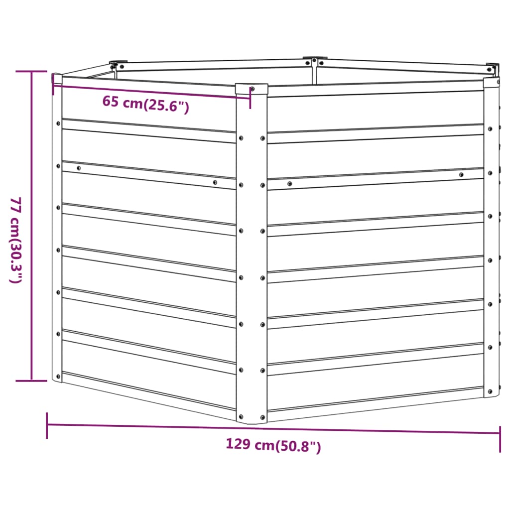 Letto Rialzato da Giardino Ruggine 129x129x77 cm Acciaio Corten - homemem39