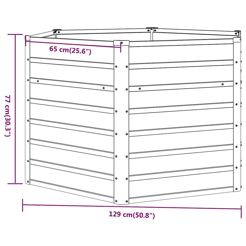 Letto Rialzato da Giardino Ruggine 129x129x77 cm Acciaio Corten | homemem39