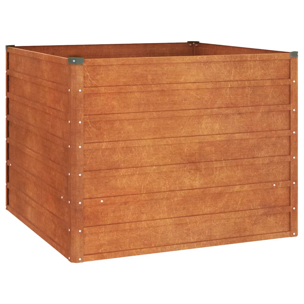 Letto Rialzato da Giardino Ruggine 100x100x77 cm Acciaio Corten - homemem39