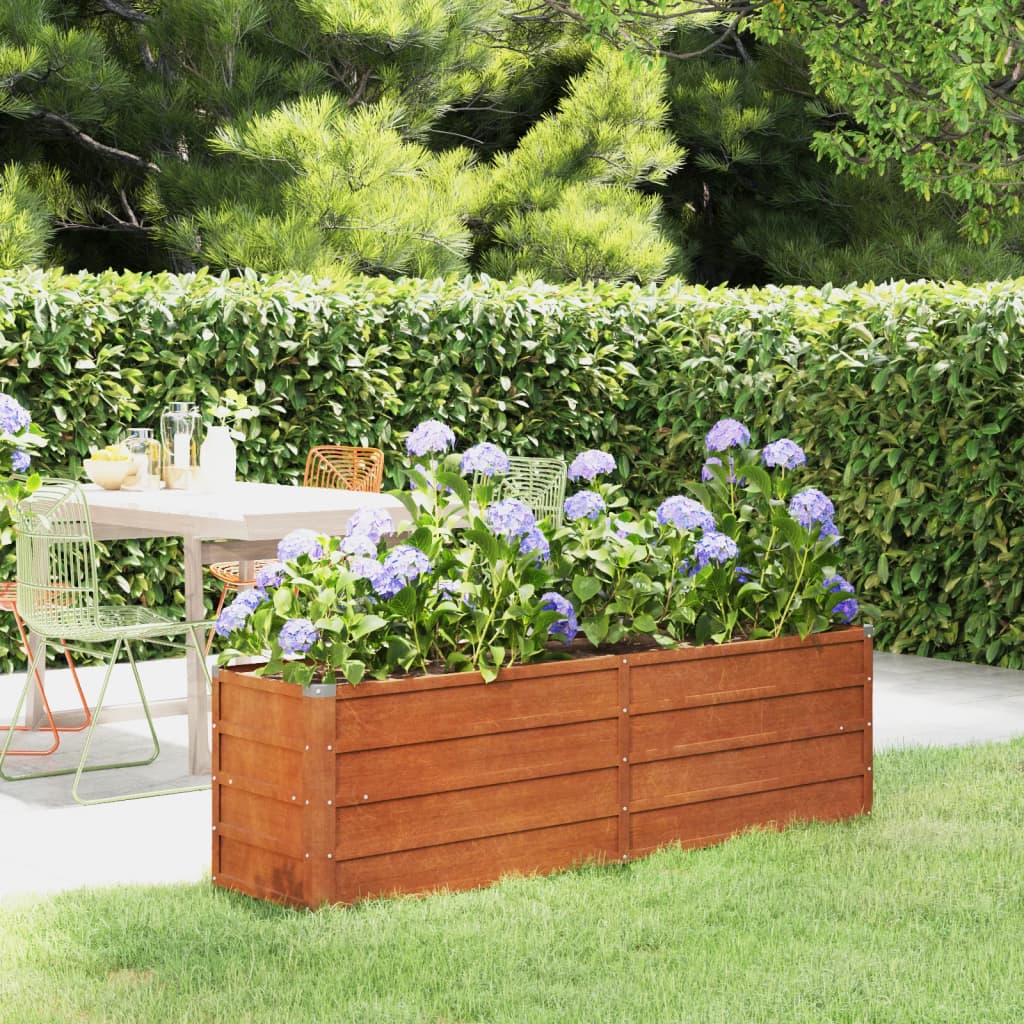 Letto Rialzato da Giardino Ruggine 160x40x45 cm Acciaio Corten - homemem39