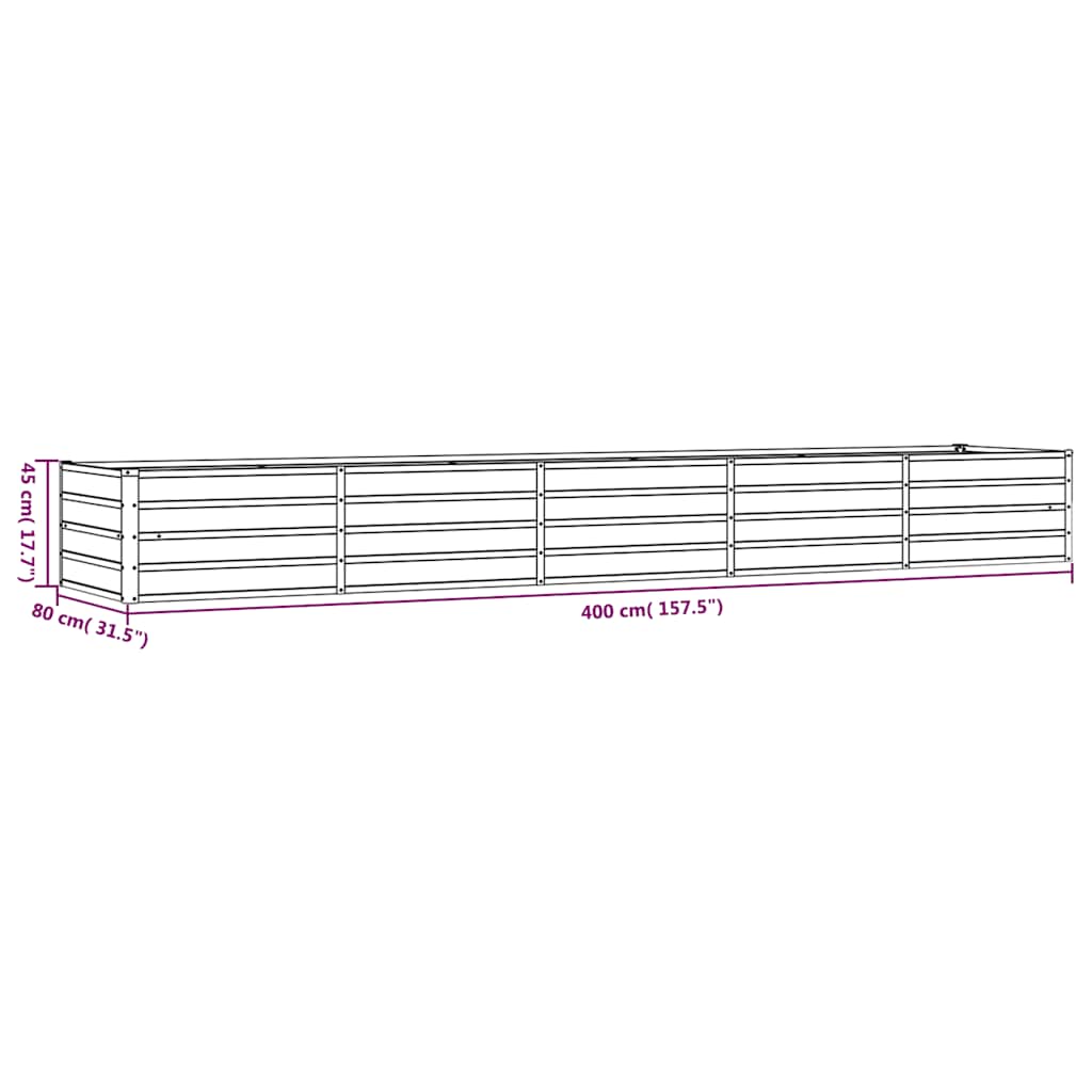 Letto Rialzato da Giardino Ruggine 400x80x45 cm Acciaio Corten | homemem39