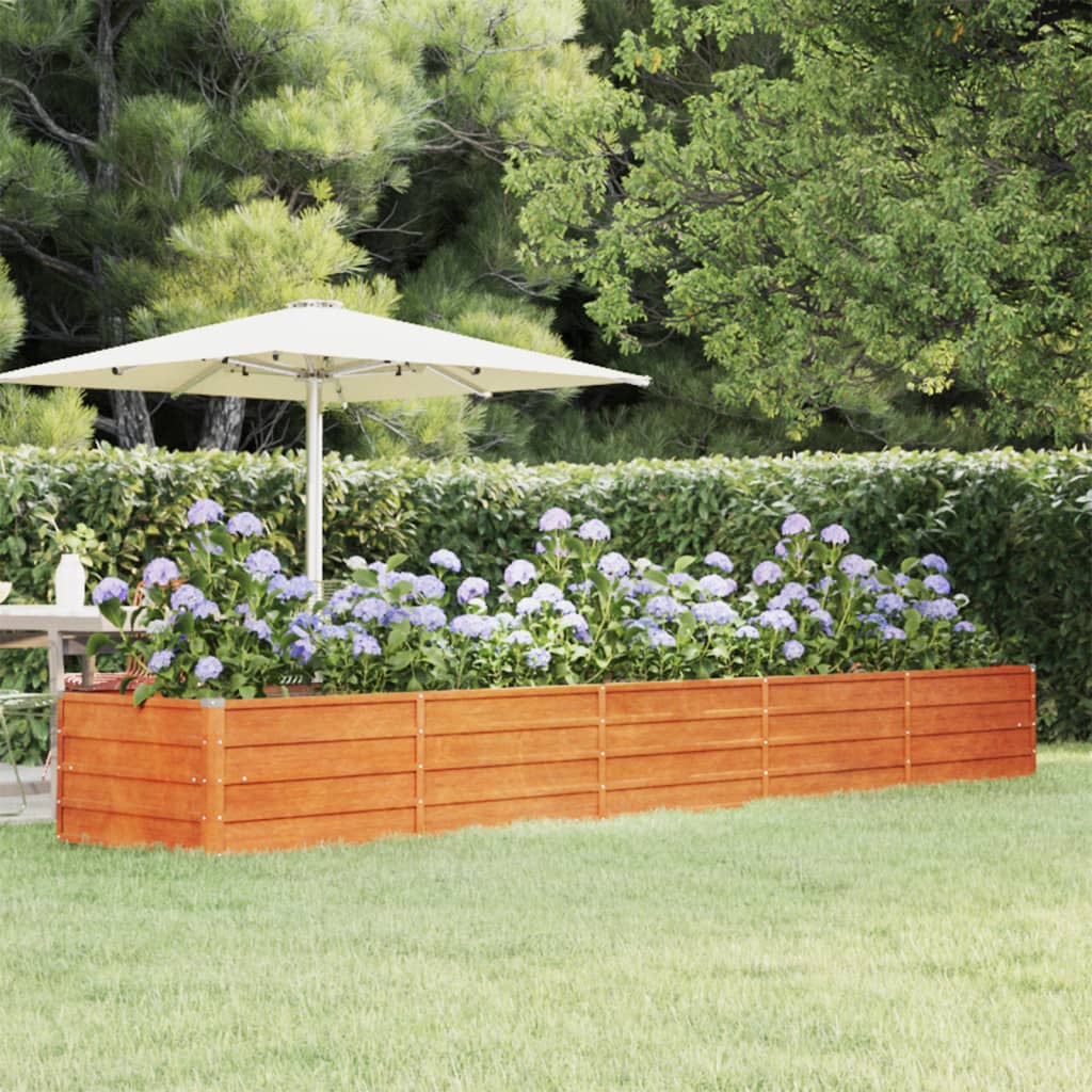 Letto Rialzato da Giardino Ruggine 400x80x45 cm Acciaio Corten - homemem39