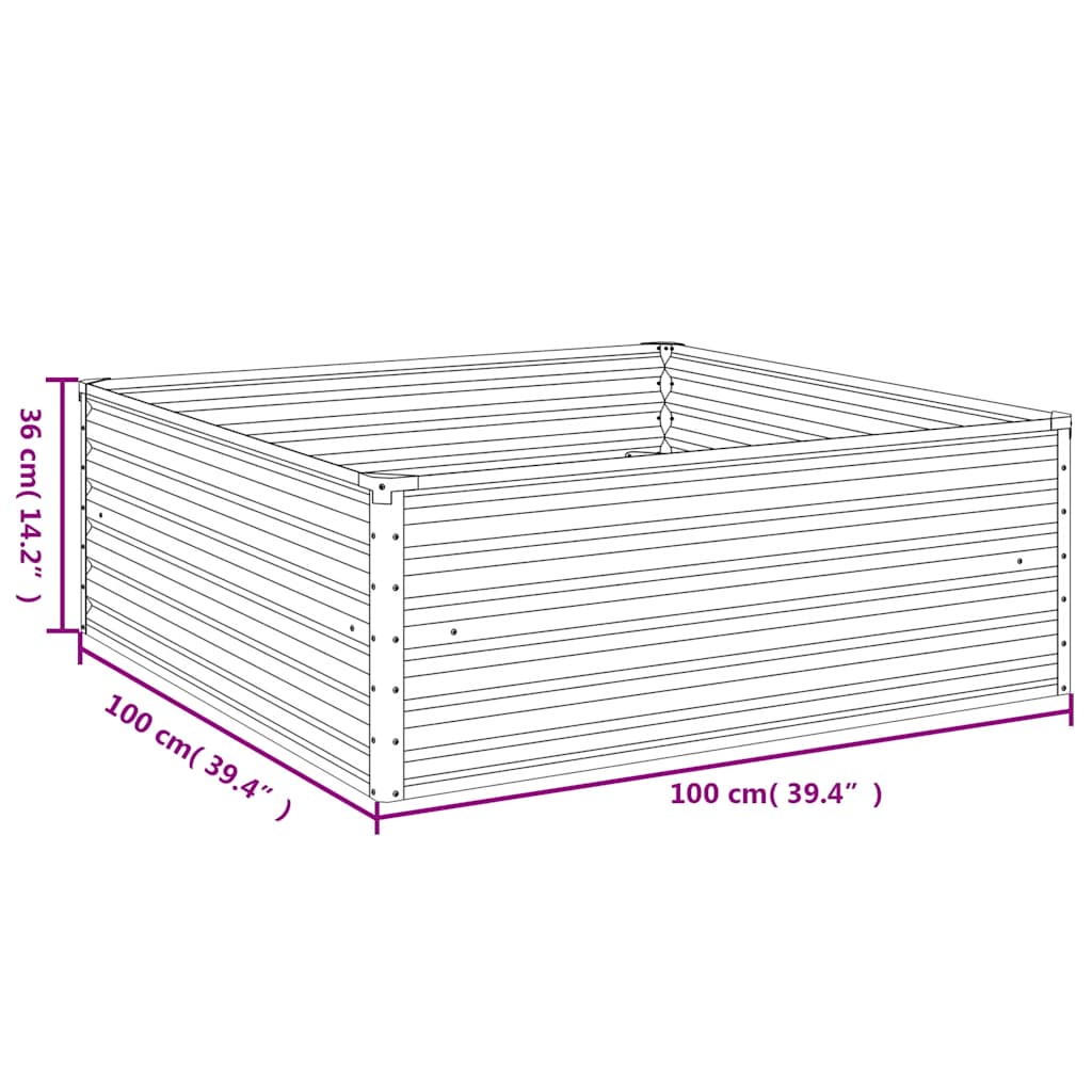 Fioriera Rialzata da Giardino 100x100x36 cm in Acciaio Corten - homemem39