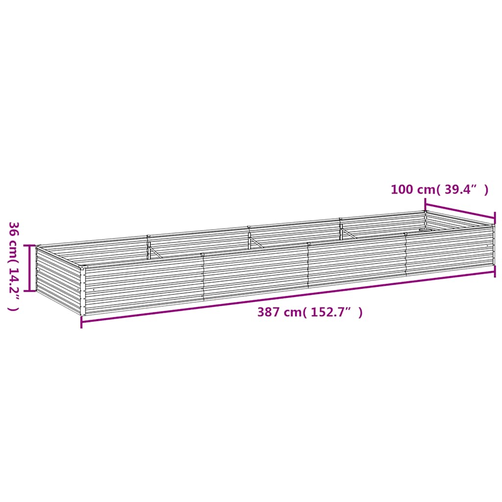 Fioriera Rialzata da Giardino 387x100x36 cm in Acciaio Corten | homemem39