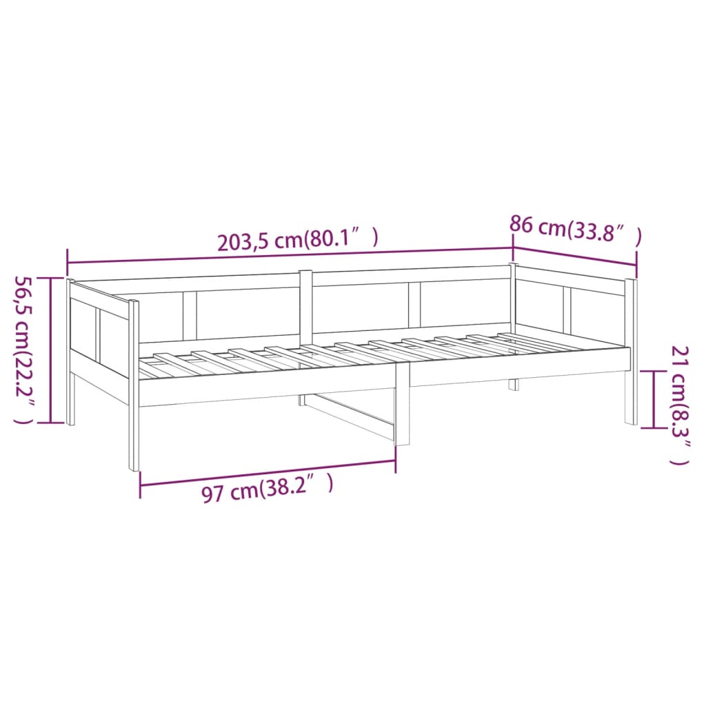 Dormeuse in Legno Massello di Pino 80x200 cm | homemem39
