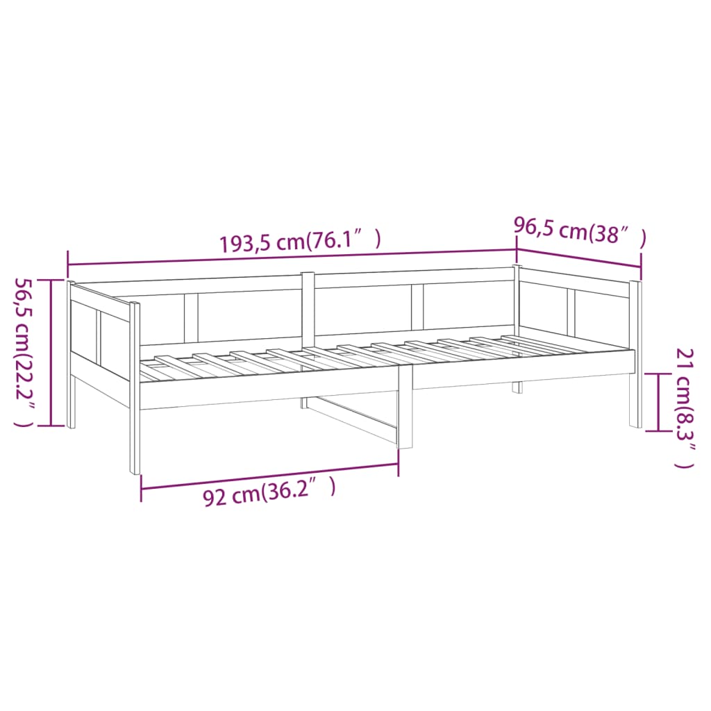 Dormeuse Ambra in Legno Massello di Pino 90x190 cm - homemem39