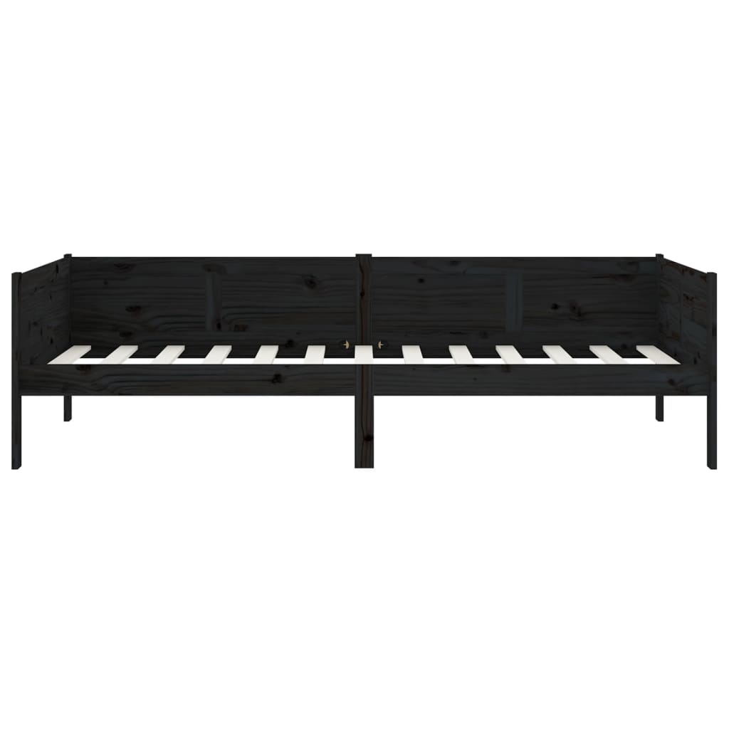 Dormeuse Nera in Legno Massello di Pino 90x190 cm - homemem39