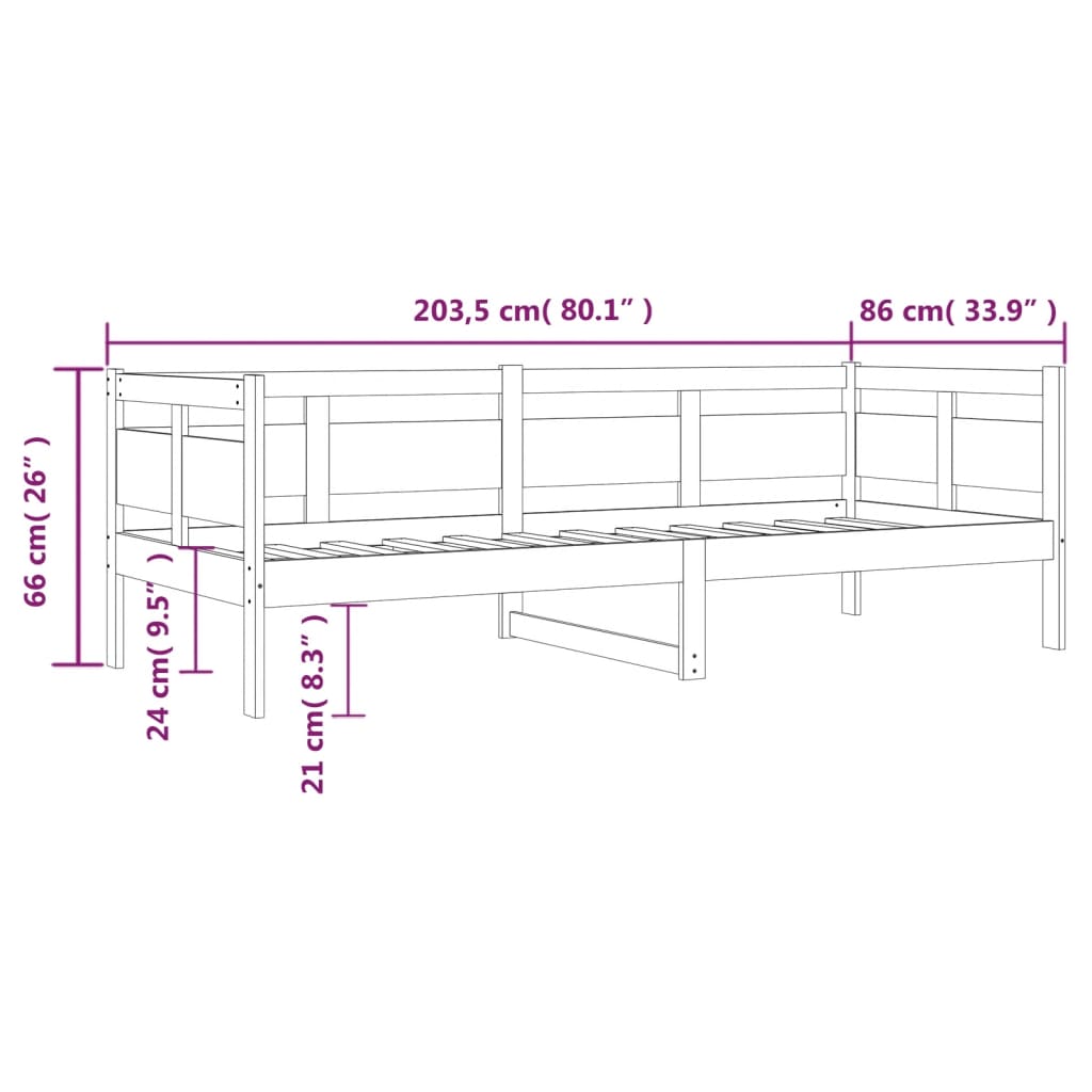 Dormeuse Ambra in Legno Massello di Pino 80x200 cm | homemem39