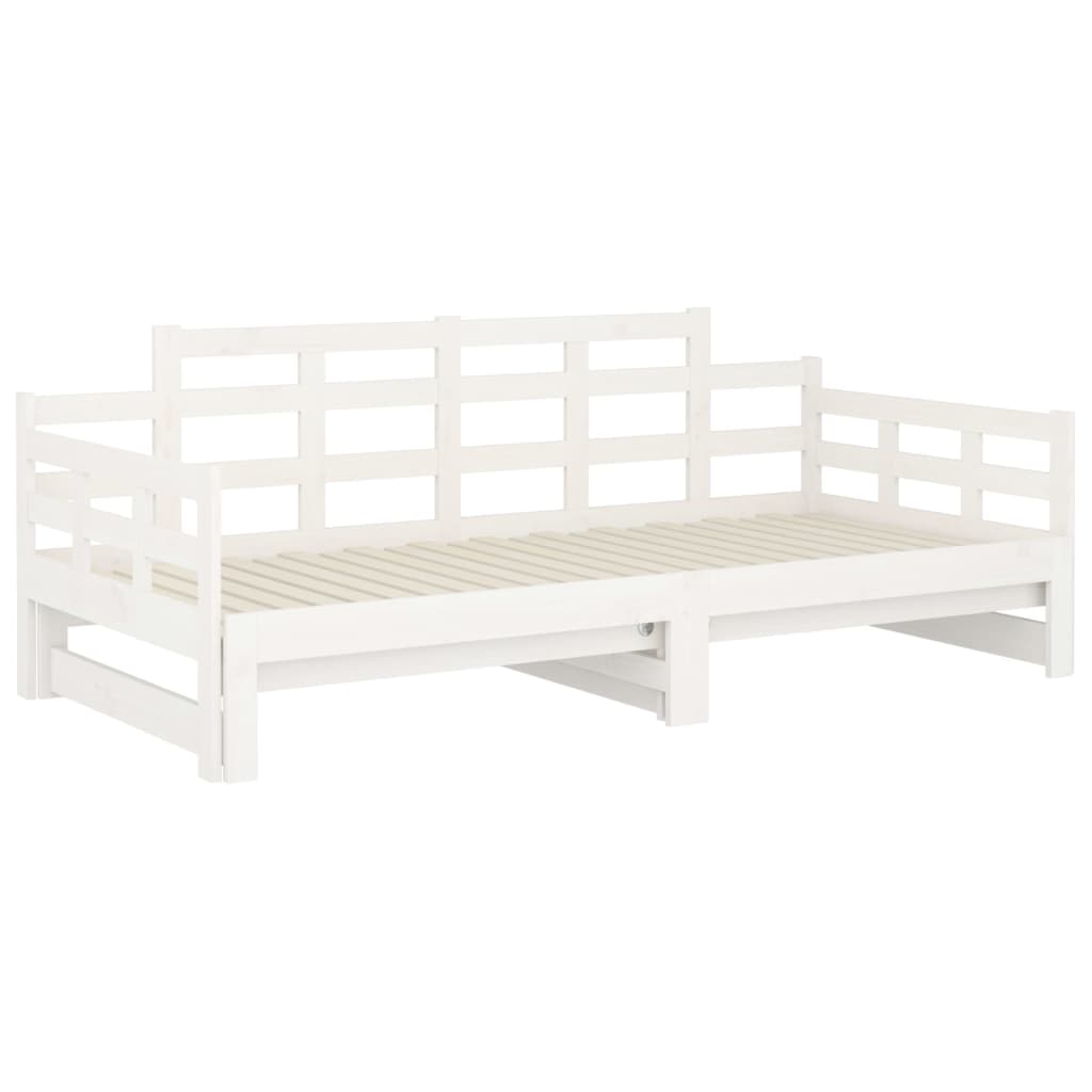 Dormeuse Estraibile Bianca Legno Massello di Pino 2x(80x200) cm - homemem39