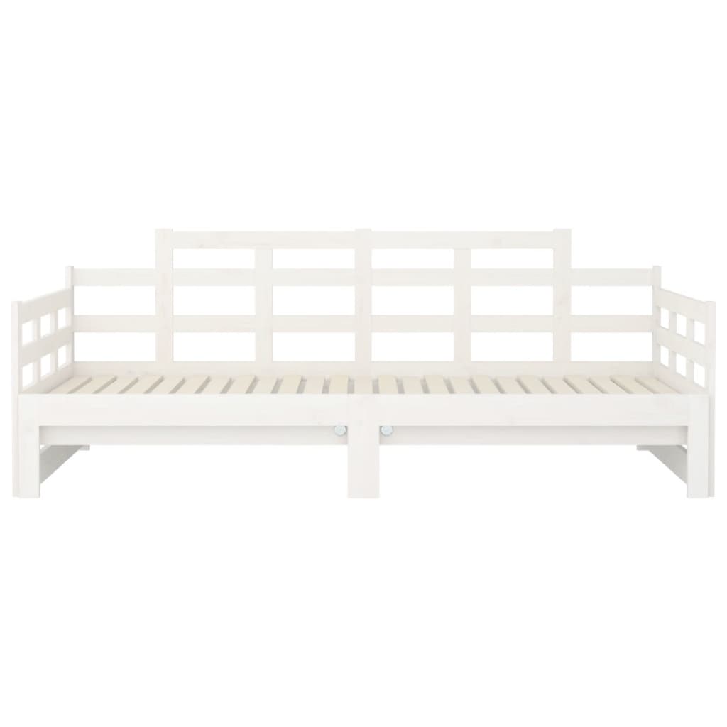 Dormeuse Estraibile Bianca Legno Massello di Pino 2x(80x200) cm - homemem39