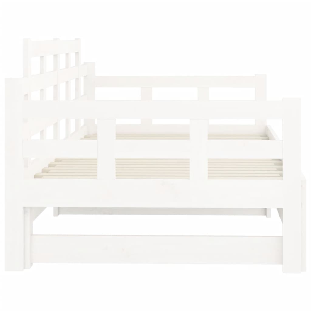 Dormeuse Estraibile Bianca Legno Massello di Pino 2x(80x200) cm - homemem39