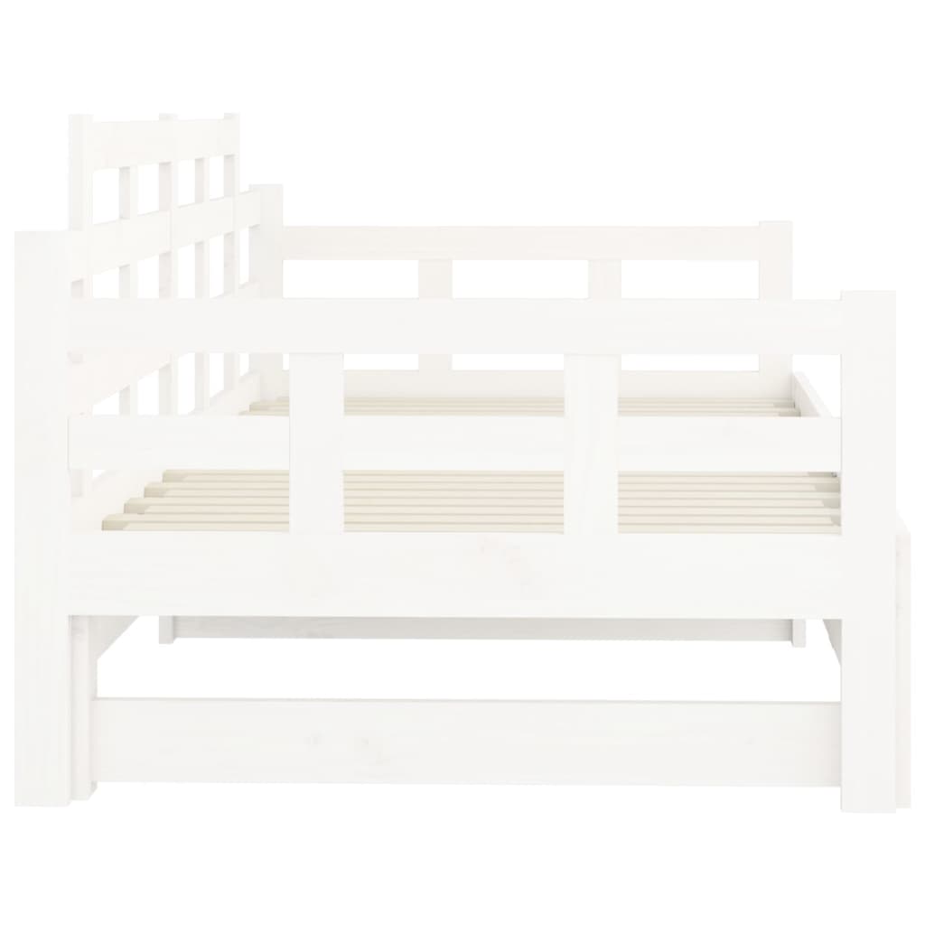 Dormeuse Estraibile Bianca Legno Massello di Pino 2x(90x190) cm | homemem39
