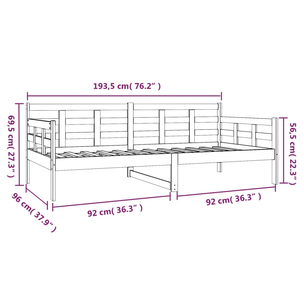 Dormeuse Bianca in Legno Massello di Pino 90x190 cm | homemem39