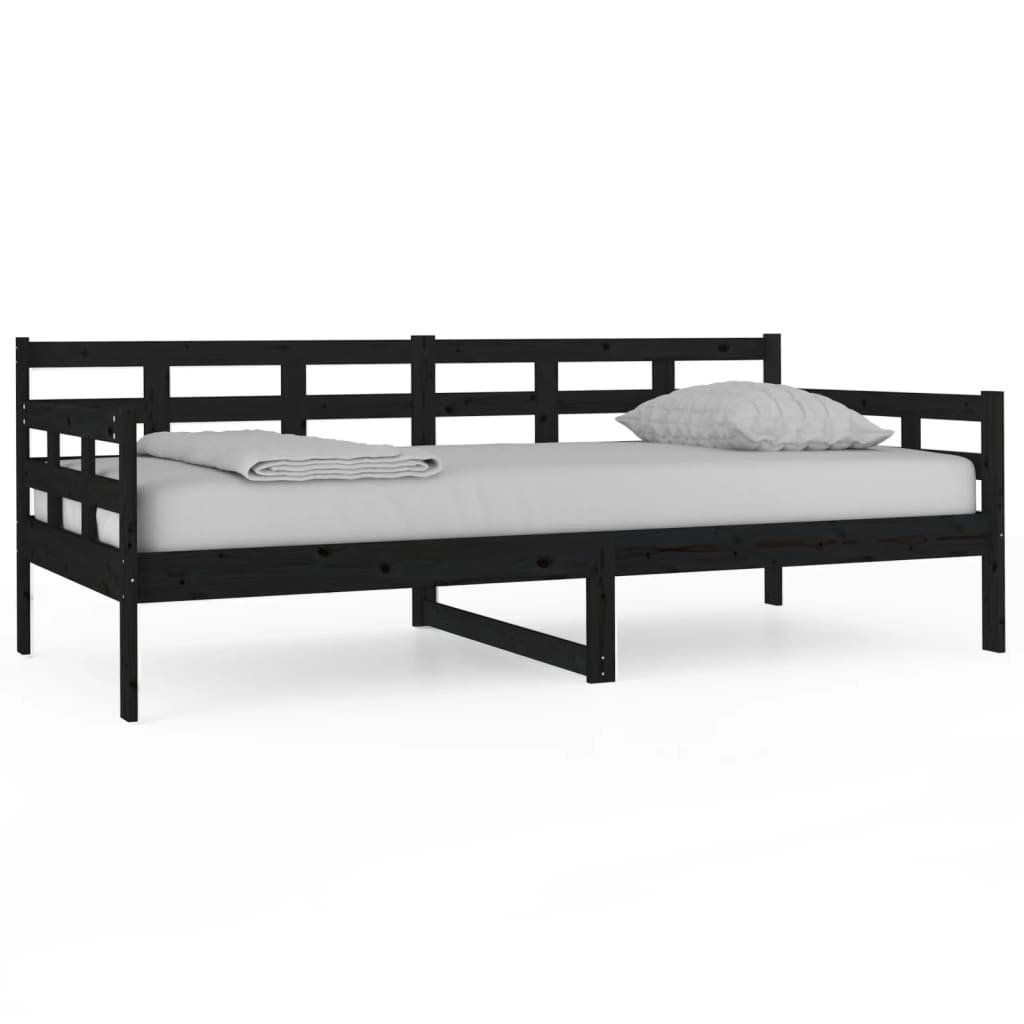 Dormeuse Nera in Legno Massello di Pino 90x190 cm - homemem39