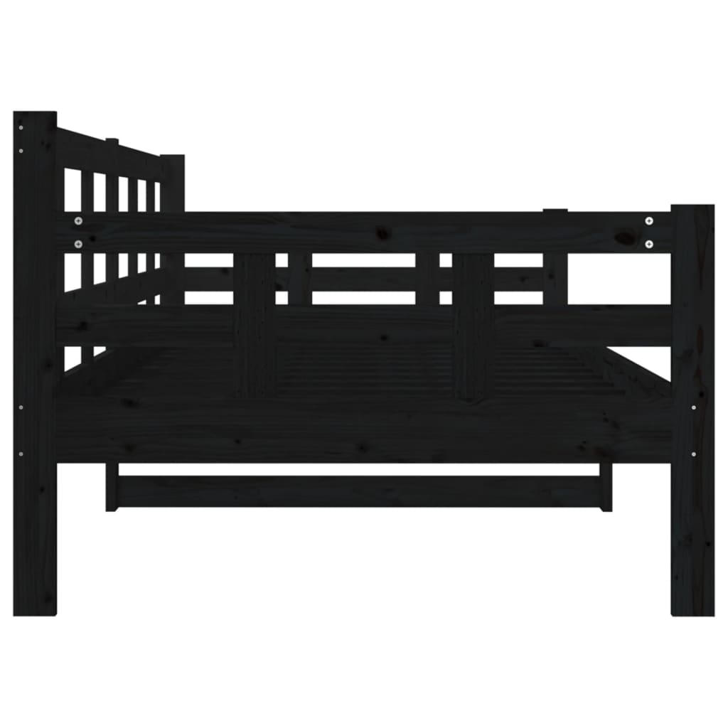 Dormeuse Nera in Legno Massello di Pino 90x190 cm - homemem39