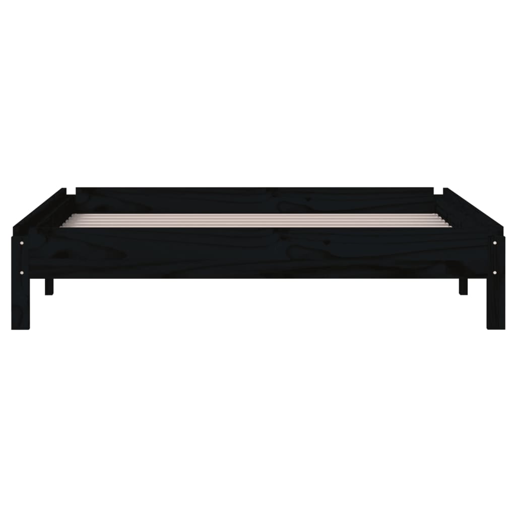 Letto Impilabile Nero 90x200cm in Legno Massello di Pino - homemem39