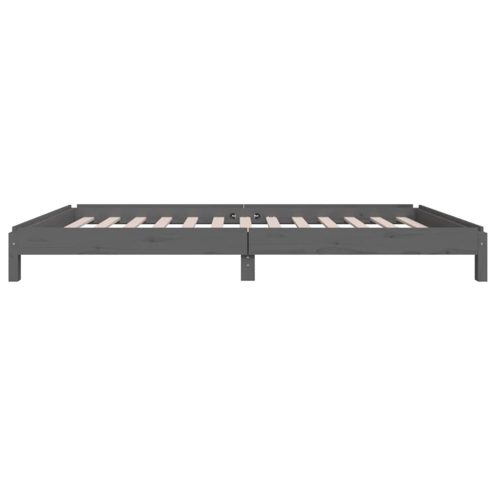 Letto Impilabile Grigio 75x190 cm in Legno Massello di Pino - homemem39