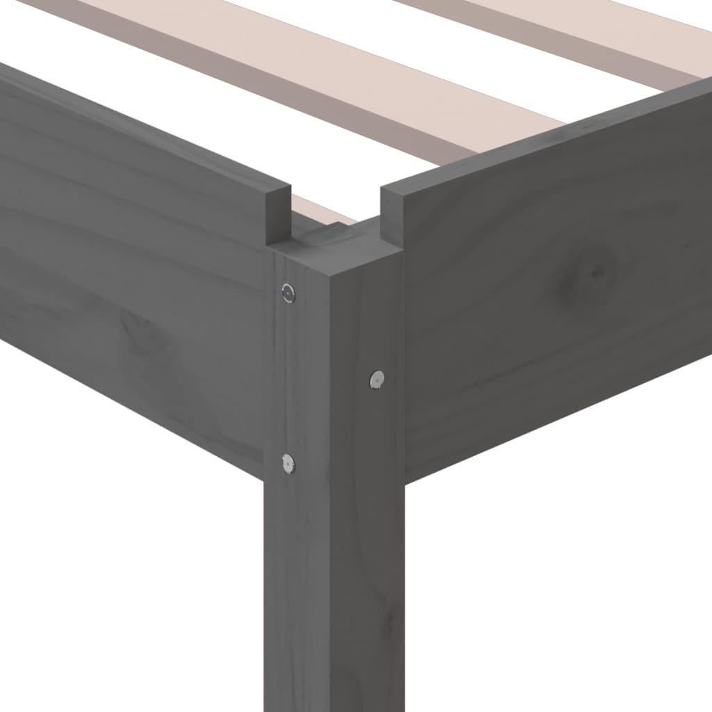 Letto Impilabile Grigio 75x190 cm in Legno Massello di Pino - homemem39