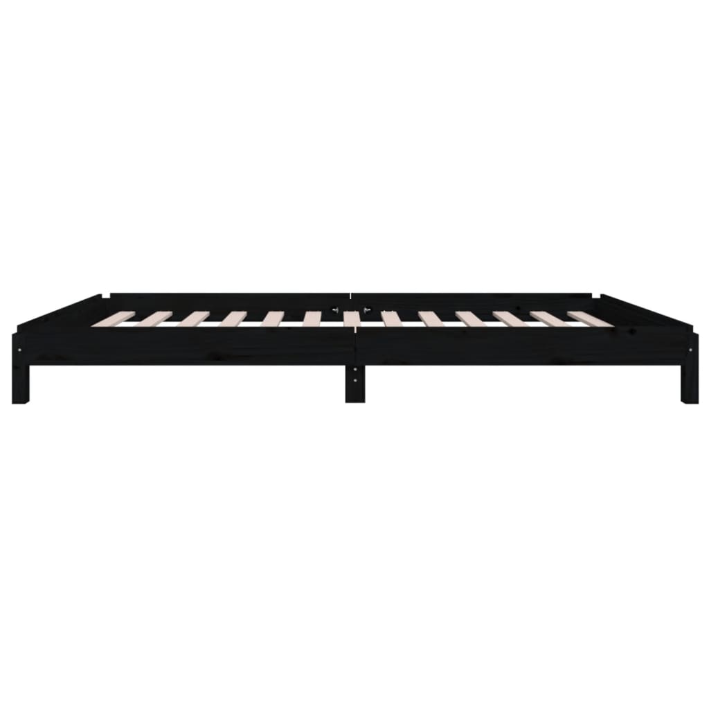 Letto Impilabile Nero 75x190 cm in Legno Massello di Pino - homemem39