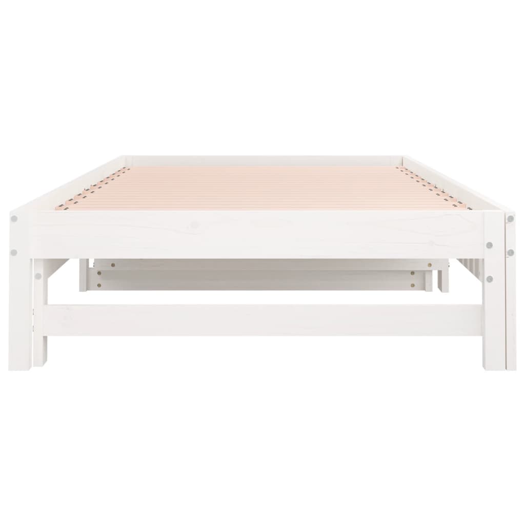 Dormeuse Estraibile Bianca 2x(90x200) cm Legno Massello di Pino - homemem39