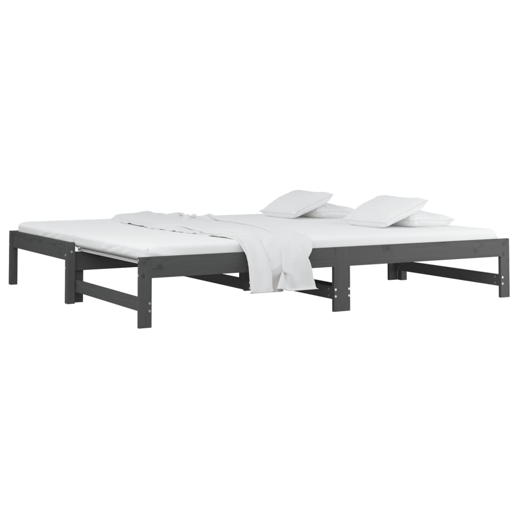 Dormeuse Estraibile Grigia 2x(90x200) cm Legno Massello di Pino - homemem39