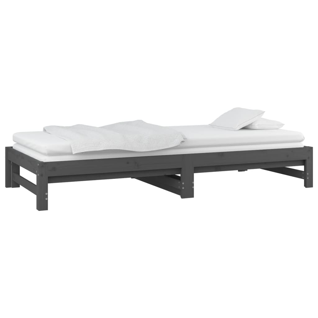 Dormeuse Estraibile Grigia 2x(90x200) cm Legno Massello di Pino - homemem39